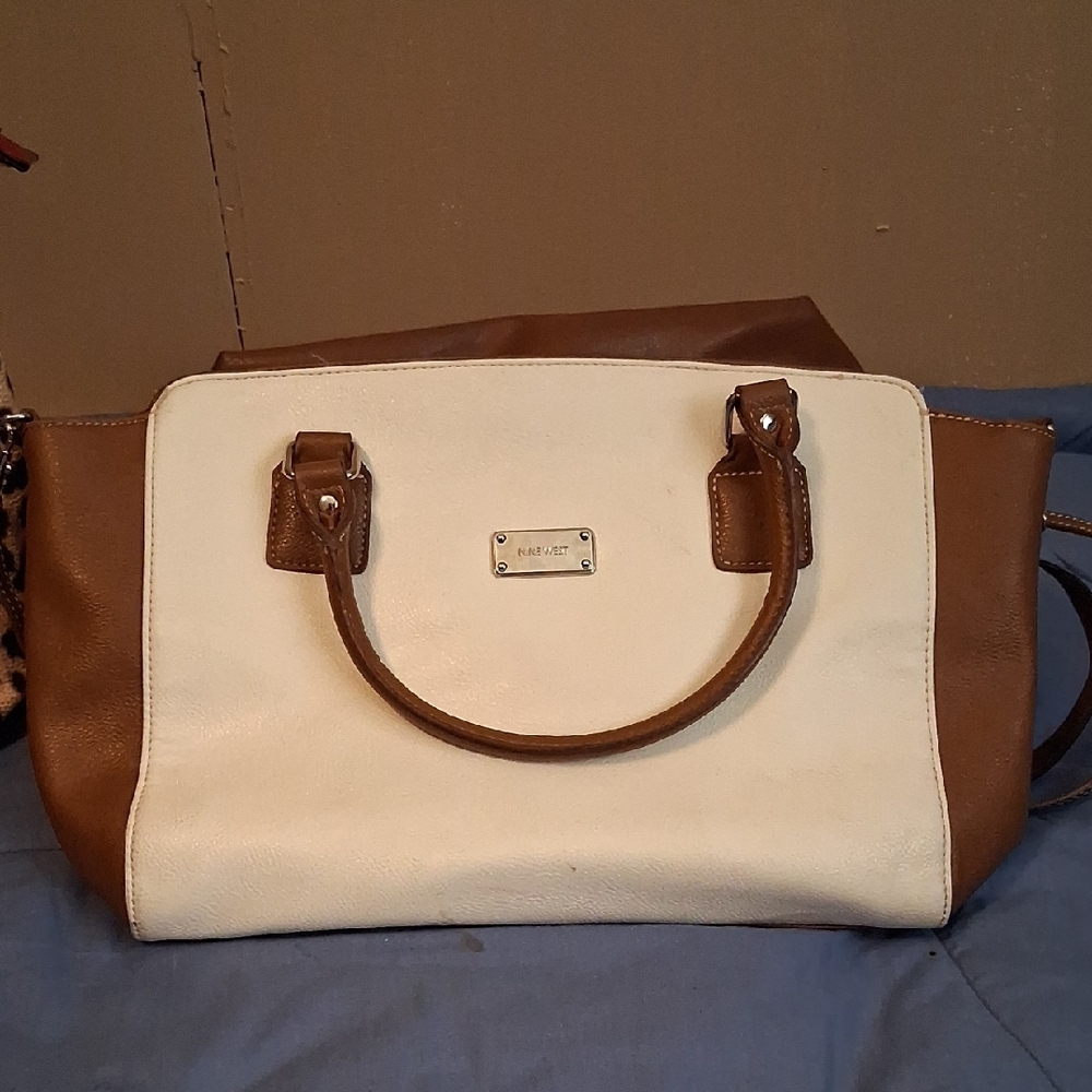 Kate Spade Brown and White Satchel with Structured Design